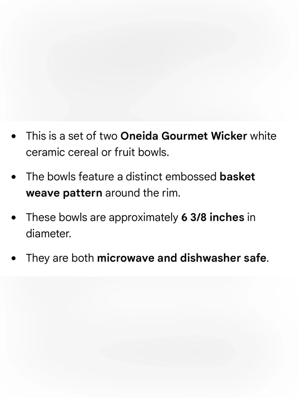 Oneida Gourmet Wicker Basket Weave White Textured Ceramic Serving Bowls Set Of 2